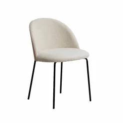 Made in Meubles Chaise<Chaise en tissu bouclette écru clair et métal Nyssa (lot de 2)