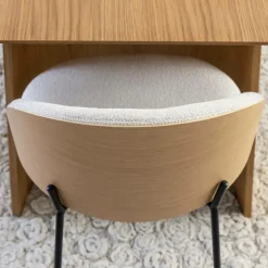 Made in Meubles Chaise<Chaise en tissu bouclette écru clair et métal Nyssa (lot de 2)