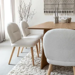 Made in Meubles Chaise<Chaise en tissu bouclette blanche Ayse (lot de 2)