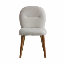 Made in Meubles Chaise<Chaise en tissu bouclette blanche Ayse (lot de 2)