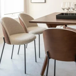 Made in Meubles Chaise<Chaise en tissu écru et métal Nyssa (lot de 2)