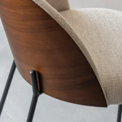 Made in Meubles Chaise<Chaise en tissu écru et métal Nyssa (lot de 2)