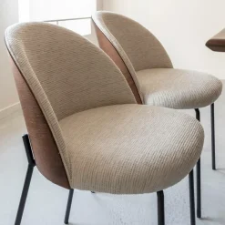 Made in Meubles Chaise<Chaise en tissu écru et métal Nyssa (lot de 2)