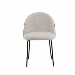 Made in Meubles Chaise<Chaise en tissu écru et métal Nyssa (lot de 2)