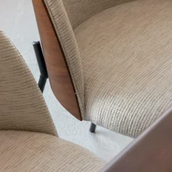 Made in Meubles Chaise<Chaise en tissu écru et métal Nyssa (lot de 2)