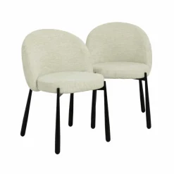 Made in Meubles Chaise<Chaise en tissu écru et pieds en métal Ondine (lot de 2)