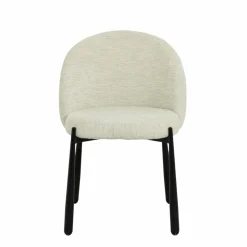 Made in Meubles Chaise<Chaise en tissu écru et pieds en métal Ondine (lot de 2)