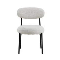 Made in Meubles Chaise<Chaise en tissu écru et pieds en métal noir Janis (lot de 2)