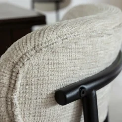 Made in Meubles Chaise<Chaise en tissu écru et pieds en métal noir Janis (lot de 2)