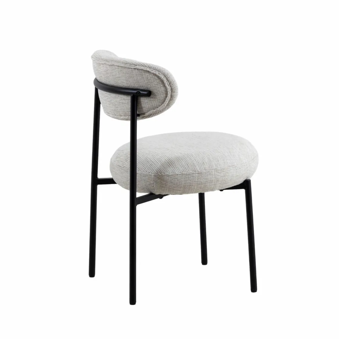 Made in Meubles Chaise<Chaise en tissu écru et pieds en métal noir Janis (lot de 2)