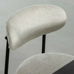 Made in Meubles Chaise<Chaise en tissu écru et pieds en métal noir Janis (lot de 2)