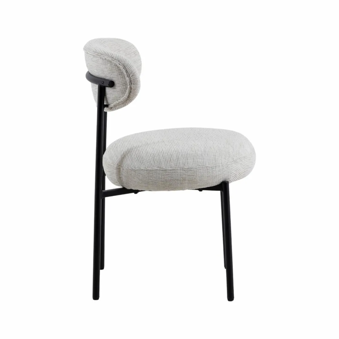 Made in Meubles Chaise<Chaise en tissu écru et pieds en métal noir Janis (lot de 2)