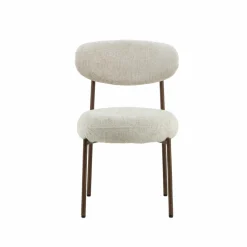 Made in Meubles Chaise<Chaise en tissu écru et pieds en métal effet bois Janis (lot de 2)