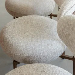 Made in Meubles Chaise<Chaise en tissu écru et pieds en métal effet bois Janis (lot de 2)