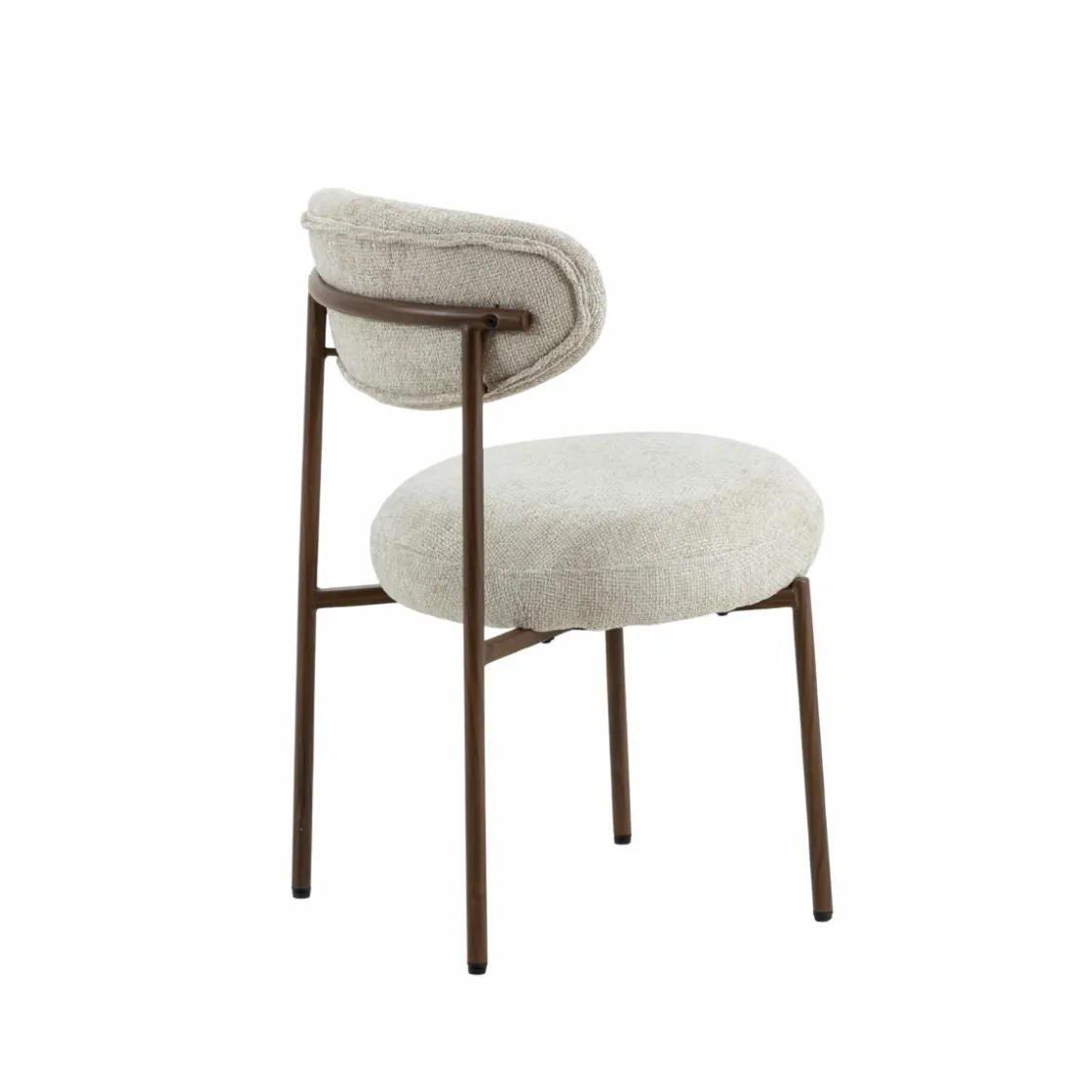 Made in Meubles Chaise<Chaise en tissu écru et pieds en métal effet bois Janis (lot de 2)