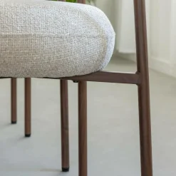 Made in Meubles Chaise<Chaise en tissu écru et pieds en métal effet bois Janis (lot de 2)