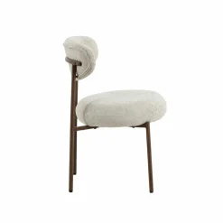 Made in Meubles Chaise<Chaise en tissu écru et pieds en métal effet bois Janis (lot de 2)