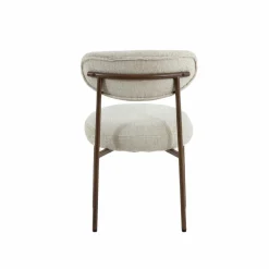 Made in Meubles Chaise<Chaise en tissu écru et pieds en métal effet bois Janis (lot de 2)