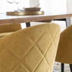 Made in Meubles Chaise<Chaise en tissu jaune moutarde et métal Jasmine (lot de 2)