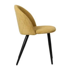 Made in Meubles Chaise<Chaise en tissu jaune moutarde et métal Jasmine (lot de 2)