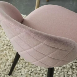 Made in Meubles Chaise<Chaise en tissu rose pâle et métal Jasmine (lot de 2)