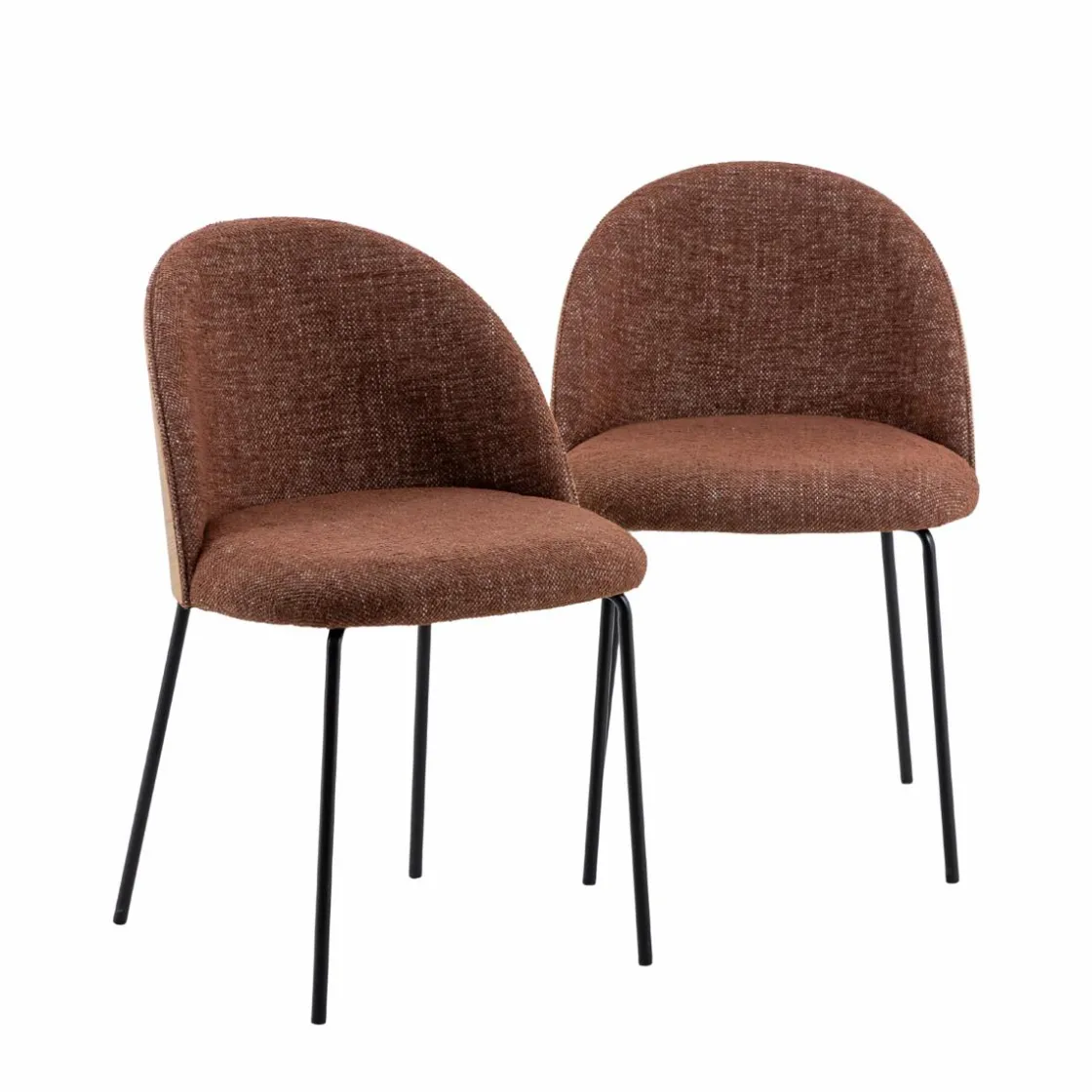 Made in Meubles Chaise<Chaise en tissu terracotta et bois clair Nyssa (lot de 2)