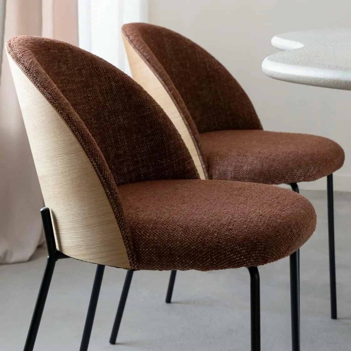 Made in Meubles Chaise<Chaise en tissu terracotta et bois clair Nyssa (lot de 2)