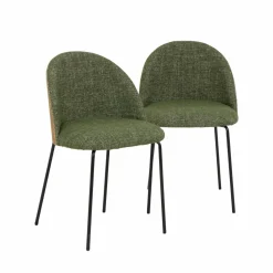 Made in Meubles Chaise<Chaise en tissu vert et bois clair Nyssa (lot de 2)