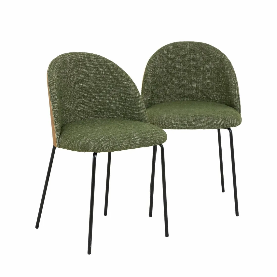 Made in Meubles Chaise<Chaise en tissu vert et bois clair Nyssa (lot de 2)