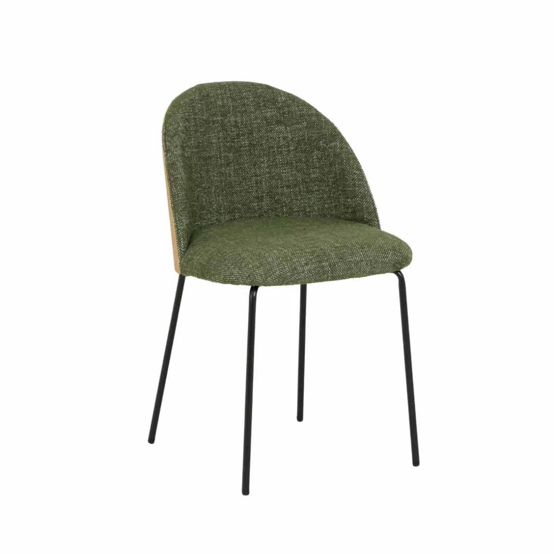Made in Meubles Chaise<Chaise en tissu vert et bois clair Nyssa (lot de 2)