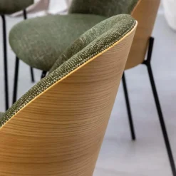 Made in Meubles Chaise<Chaise en tissu vert et bois clair Nyssa (lot de 2)