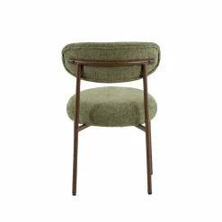 Made in Meubles Chaise<Chaise en tissu vert et métal effet bois Janis (lot de 2)