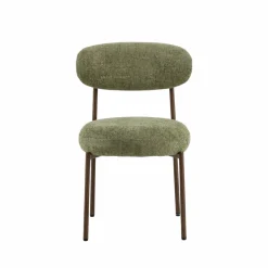 Made in Meubles Chaise<Chaise en tissu vert et métal effet bois Janis (lot de 2)