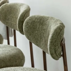 Made in Meubles Chaise<Chaise en tissu vert et métal effet bois Janis (lot de 2)