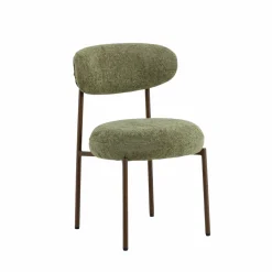 Made in Meubles Chaise<Chaise en tissu vert et métal effet bois Janis (lot de 2)