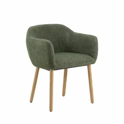 Made in Meubles Chaise<Chaise en tissu vert et pieds en bois Solène (lot de 2)