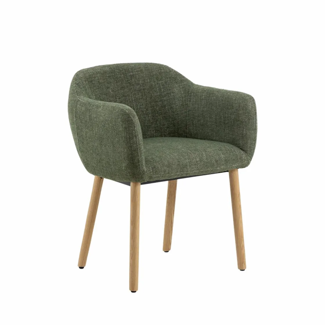 Made in Meubles Chaise<Chaise en tissu vert et pieds en bois Solène (lot de 2)