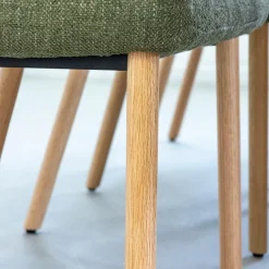 Made in Meubles Chaise<Chaise en tissu vert et pieds en bois Solène (lot de 2)