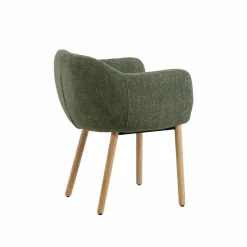 Made in Meubles Chaise<Chaise en tissu vert et pieds en bois Solène (lot de 2)