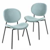 Made in Meubles Chaise<Chaise en velours bleu turquoise Sohane (lot de 2)