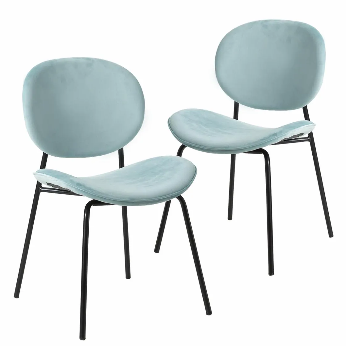 Made in Meubles Chaise<Chaise en velours bleu turquoise Sohane (lot de 2)