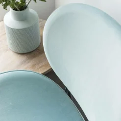 Made in Meubles Chaise<Chaise en velours bleu turquoise Sohane (lot de 2)