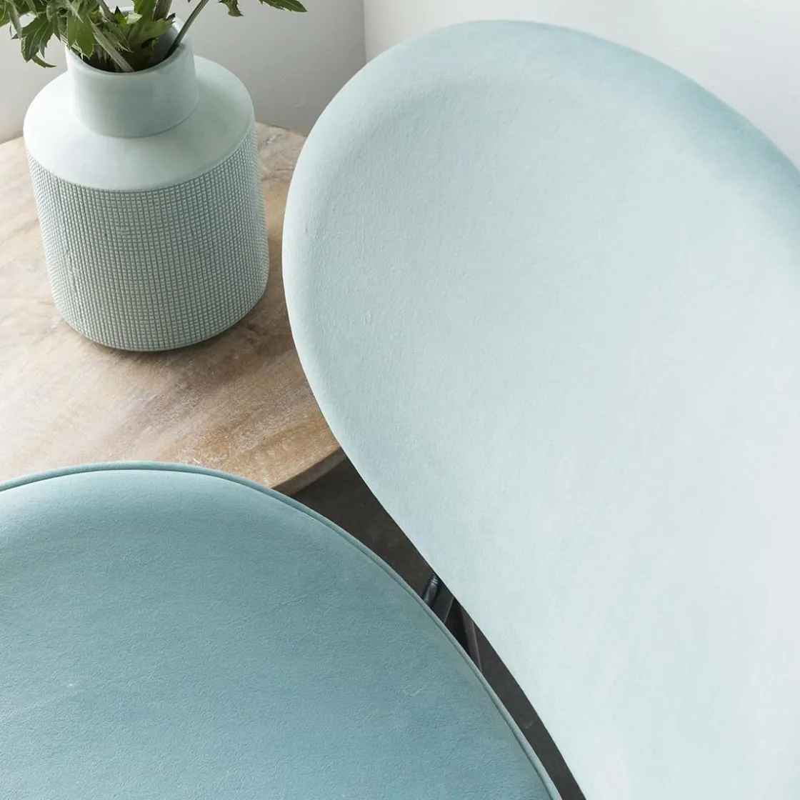 Made in Meubles Chaise<Chaise en velours bleu turquoise Sohane (lot de 2)