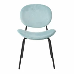 Made in Meubles Chaise<Chaise en velours bleu turquoise Sohane (lot de 2)