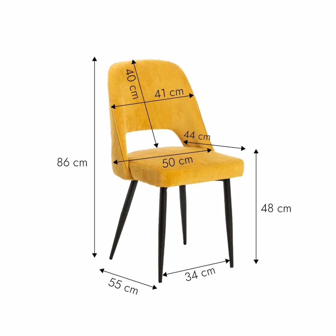 Made in Meubles Chaise<Chaise en velours moutarde Rumba (lot de 2)