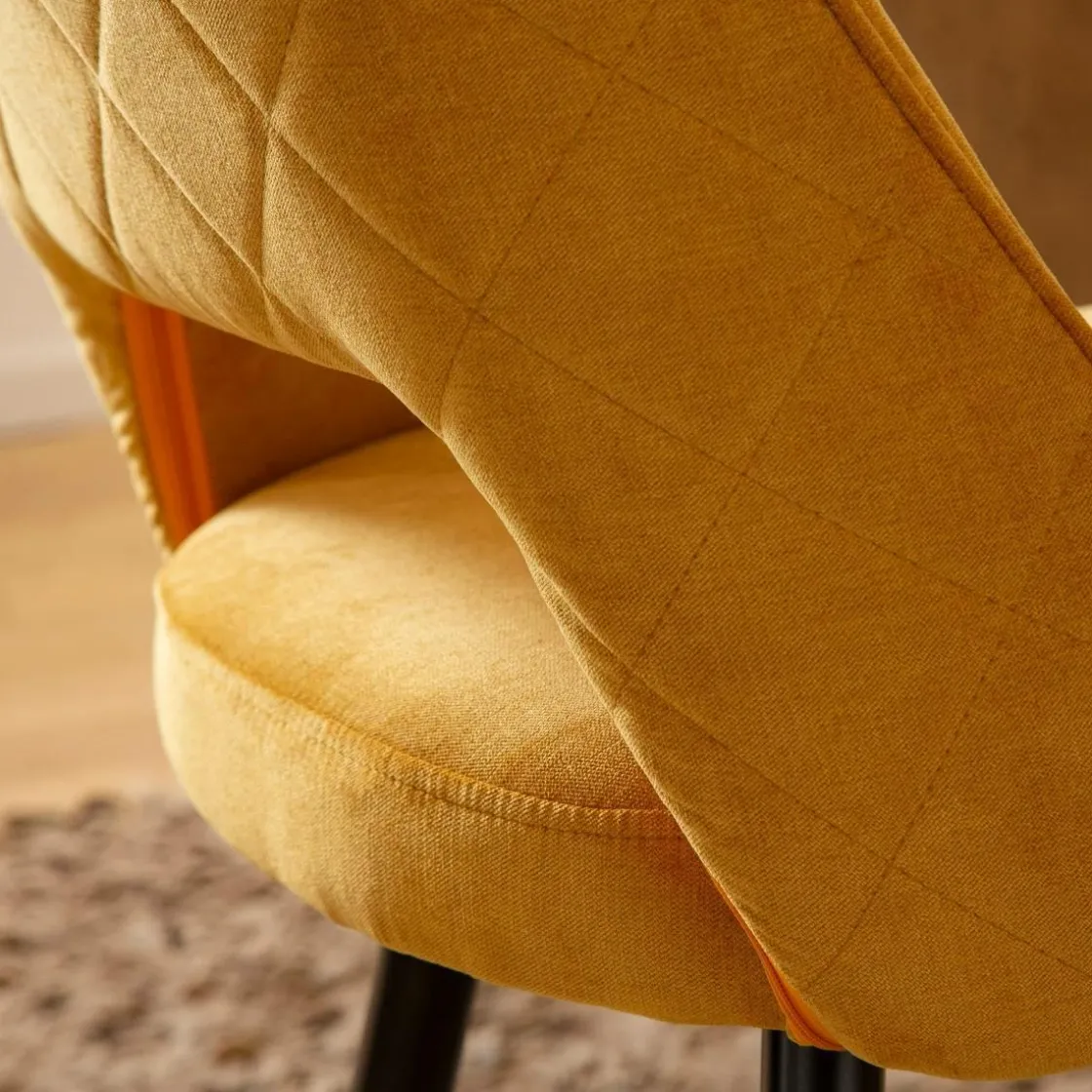 Made in Meubles Chaise<Chaise en velours moutarde Rumba (lot de 2)