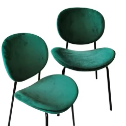 Made in Meubles Chaise<Chaise en velours vert émeraude Sohane (lot de 2)