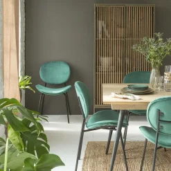 Made in Meubles Chaise<Chaise en velours vert émeraude Sohane (lot de 2)