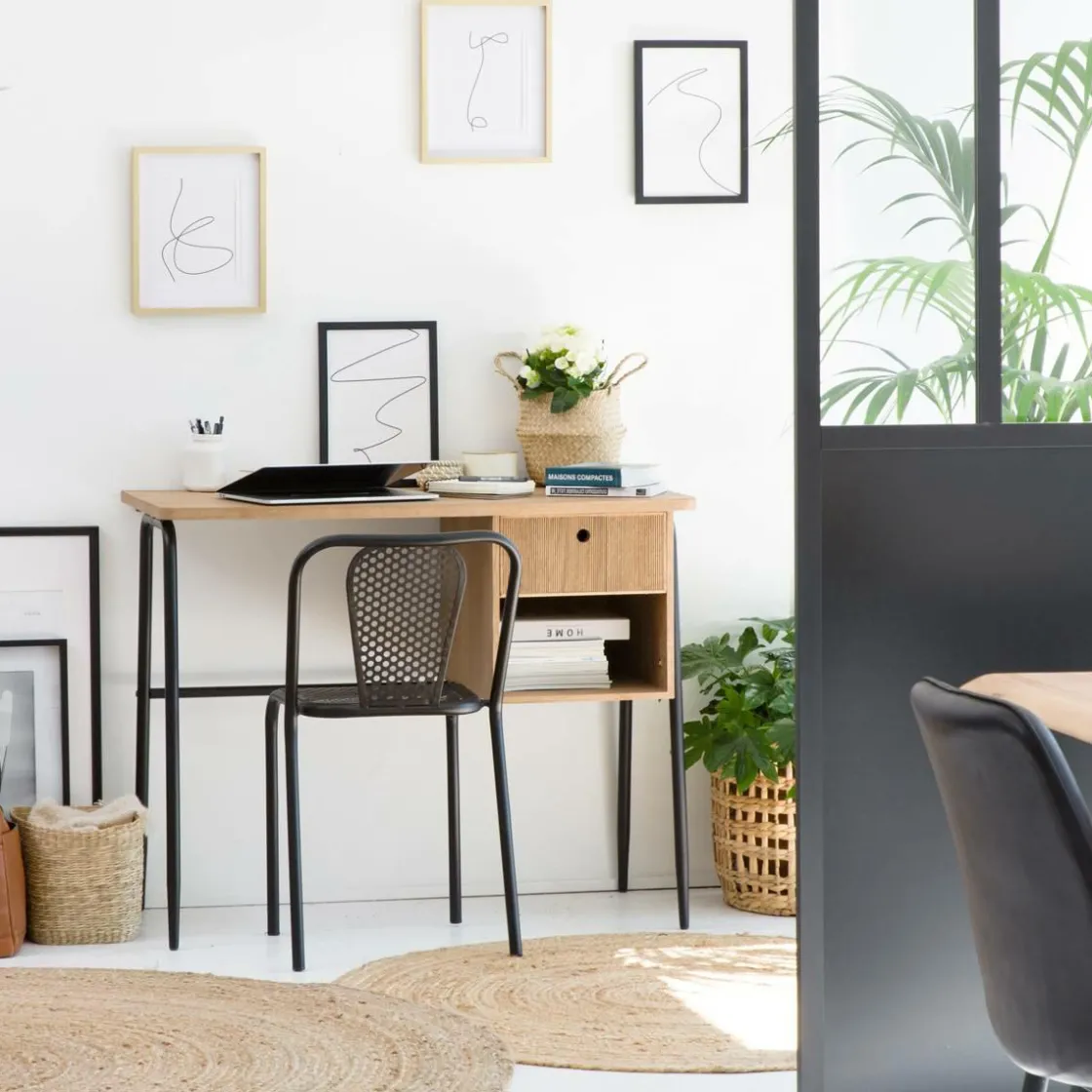 Made in Meubles Chaise<Chaise perforée en métal noir Julien (lot de 2)