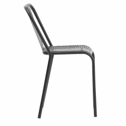 Made in Meubles Chaise<Chaise perforée en métal noir Julien (lot de 2)